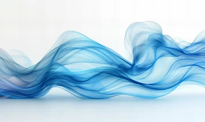Gordijnen Abstract blue wave backdrop on white background © Denis