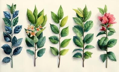 Design elegant and detailed botanical illustrations, featuring flowers, leaves, or other plant elements