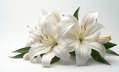Fototapeta na wymiar white lilies on white background