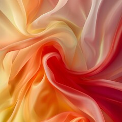 Obraz premium A vibrant, swirling mix of silky fabrics in soft hues of orange, yellow, and pink creating a dynamic, abstract pattern.