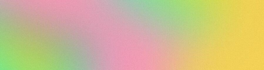 Abstract noisy gradient background of multicolored pastel green pink yellow colors. Color palette, colorful pattern with a soft noise effect. Holographic blurred grainy gradient banner texture