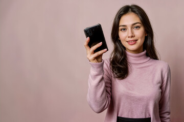 Naklejka premium Eleganza e Allegria- Una Donna Chic e Felice tra Selfie e Video II