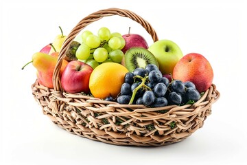 basket of fruits in white background