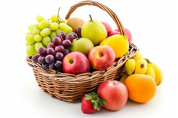 Naklejka na ściany i meble basket of fruits in white background