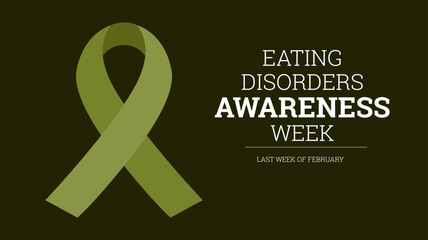 Eating disorder awareness week concept, vector banner template with green ribbon, prevention and support