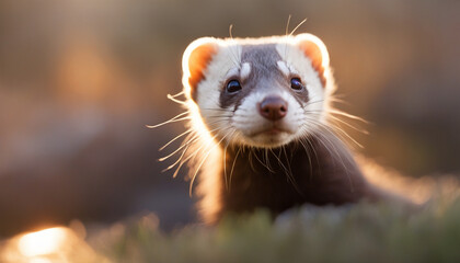 A cute Ferret on nature background