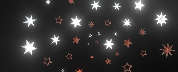 XMAS Stars - A gray whirlwind of golden snowflakes and stars. New