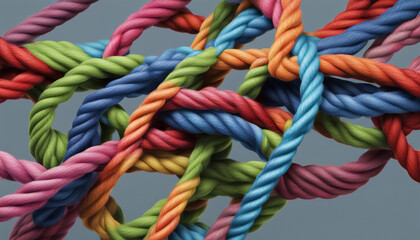 Diverse ropes connected together, background