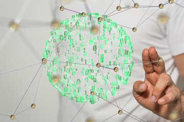 Connecting lines and dots.Big data visualization