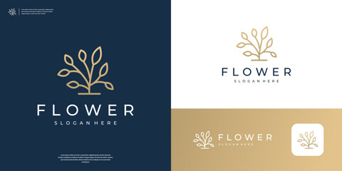 Minimalist beauty flower line logo design