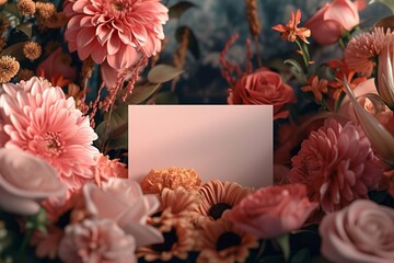Generative AI image of Floral Arrangement with Blank Card