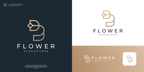 Letter B beauty icon with abstract flower logo design © kiarev