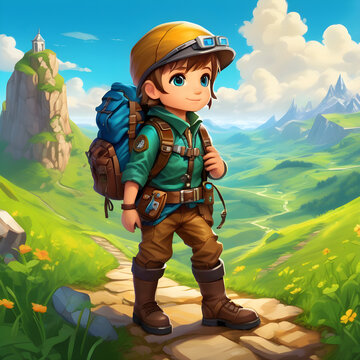 Young Explorer in a Magical Landscape