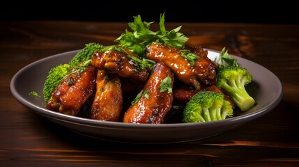 A delicious plate of chicken wings served with a side of broccoli. Perfect for a satisfying meal