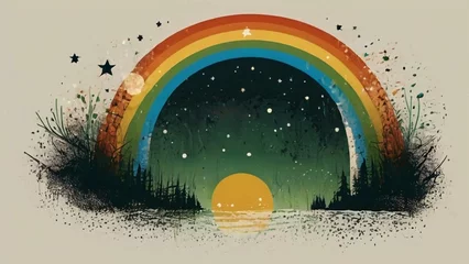 Fotobehang illustration of a background, rainbow, colorful background © Fernando Sanso