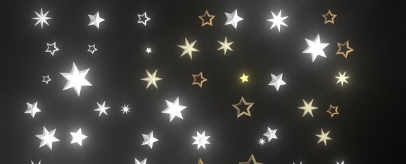 Fototapeta na wymiar Plummeting Christmas Sparkles: Captivating 3D Illustration of Descending Holiday Star Glitters
