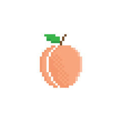 pixel peach  icon.  Vector pixel art peach 8 bit for game  logo template