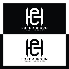 HE initial letter logo. Alphabet H and E pattern design monogram