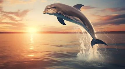 Foto op Canvas A dolphin jumping out of the water © Ziyan Yang