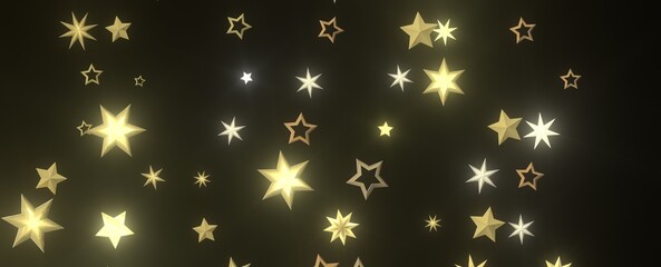 Shimmering Starry Christmas: Spectacular 3D Illustration Showcasing Falling Holiday Stars