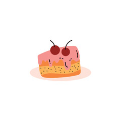 Piece of cake, flat cartoon icon, vector illustration isolated on white