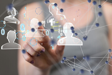 Abstract technology group and data 3d