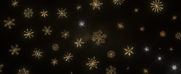 Winter Snow Symphony: Captivating 3D Illustration of Descending Snowflakes for Christmas