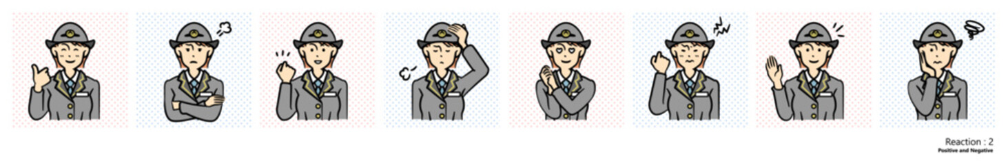 人物イラスト｜駅員（リアクション2）