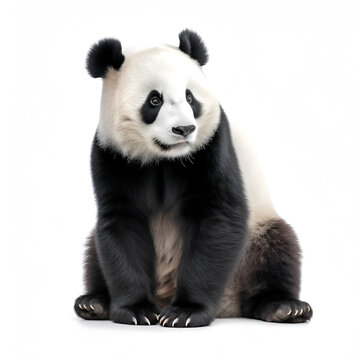 Giant Panda Ailuropoda melanoleuca in front of a white background