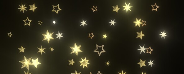 Shimmering Starry Christmas: Spectacular 3D Illustration Showcasing Falling Holiday Stars