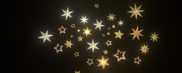 XMAS Stars - stars background, sparkle lights confetti falling. magic shining Flying christmas stars on night