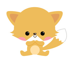 幼児向けのかわいいキツネのキャラクターイラスト