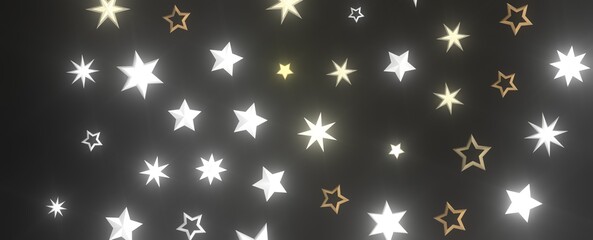Holiday Stardust Rain: Brilliant 3D Illustration Showcasing Descending Christmas Stars