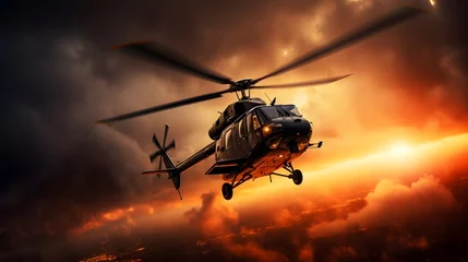 Foto op Canvas A helicopter flying in the sky © Ziyan