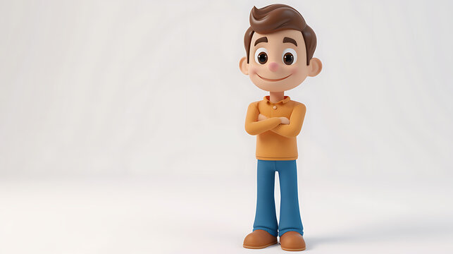 Meet this adorable 3D rendered cartoon character, a lovable man with a cute personality! With his cheerful expression and friendly demeanor, he is perfect for adding a touch of charm to any