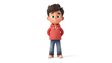 A charming and delightful 3D rendered cartoon character of a cute boy, featuring vibrant colors and a friendly expression. Perfect for adding a touch of whimsy to your projects.