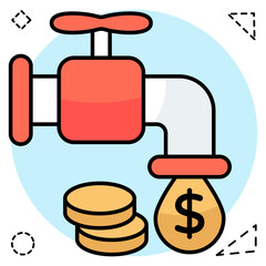 A colored design icon of financial faucet 