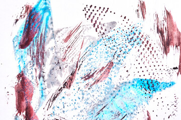 Obraz premium Abstract blue art background. Multicolor blots, lines and brush strokes on paper