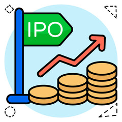 Conceptual flat design icon of financial graph