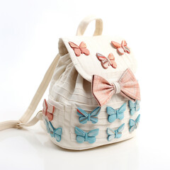 A beautiful backpack designed for a child girl, Using the cotton gauze material. 