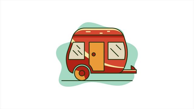 camper vans motion animation icon design. travel vehicle animation in 4k