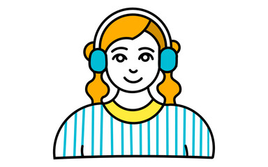 girl listening to music with headphones. vector illustration