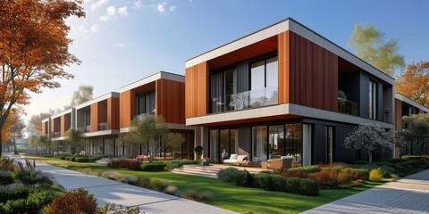 Fototapeta premium Style model house, Exterior atmosphere, luxurious, renderings, architecture.
