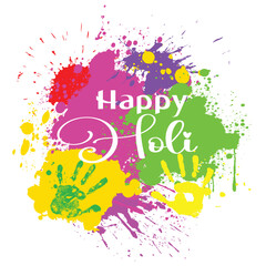 Happy holi greetings red yellow white colourful indian festival social media background