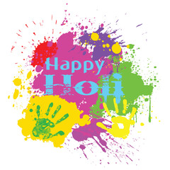 Happy holi greetings red yellow white colourful indian festival social media background