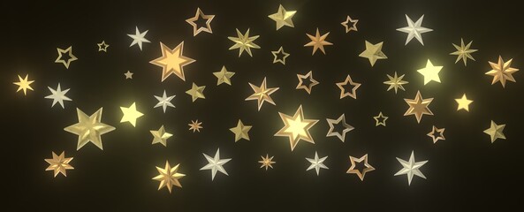 Stardust Christmas Shower: Mesmerizing 3D Illustration Depicting Descending Holiday Star Particles