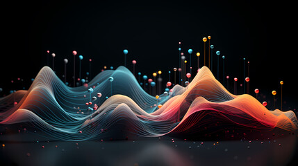 Digital technology blue rhythm wavy lines abstract graphic poster web page ppt background