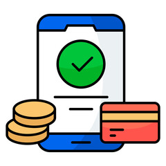 Mobile card payment icon in trendy vector design