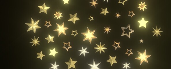 golden stars - 3d