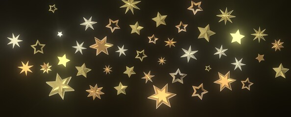 Stardust Christmas Shower: Mesmerizing 3D Illustration Depicting Descending Holiday Star Particles